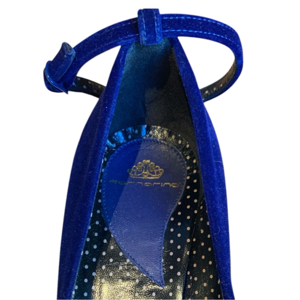 Fornarina Vintage Y2K Blue Velvet Ankle Strap Heels Pumps EU 37 US 6.5 - Picture 10 of 13